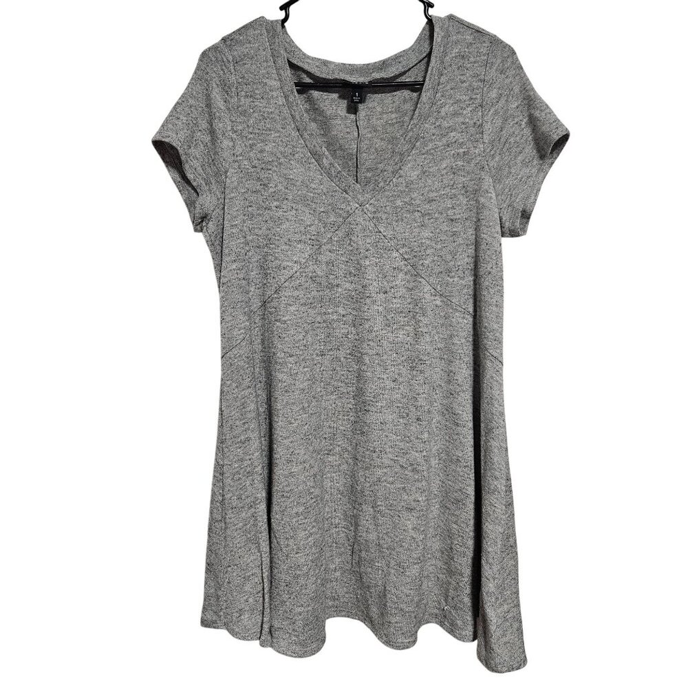 Torrid Gray Trapeze Dress Plus Size 1X T Shirt Hacci Knit Short Sleeve V Neck